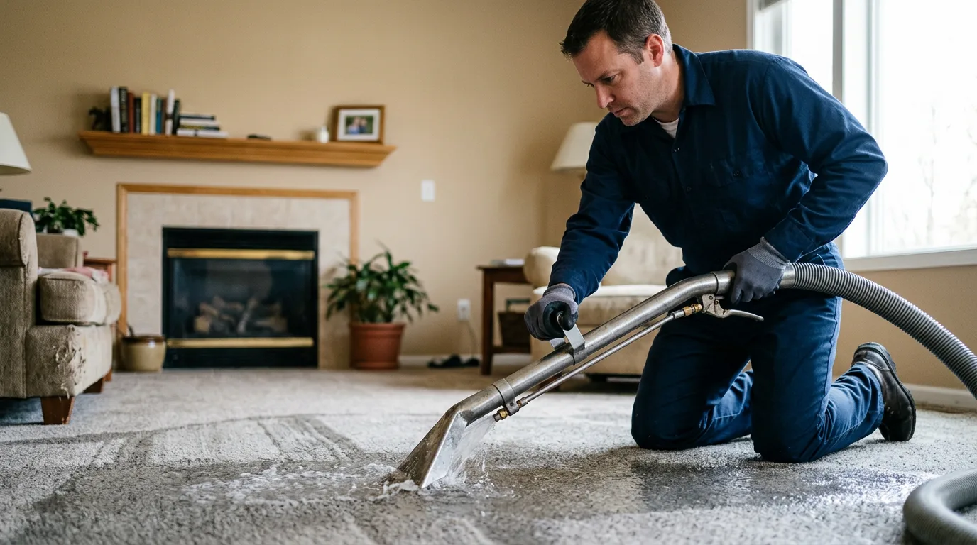 Water damage restoration technician working near Jumpertown, MS